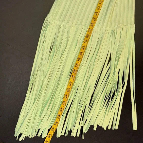 Ronny Kobo Lime Green Adkins Knit Fringe Dress - Picture 17 of 17